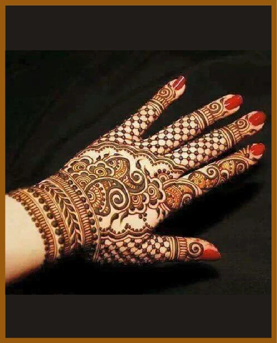 Stylish Back Hand Dotted Net And Flower Mehndi Design